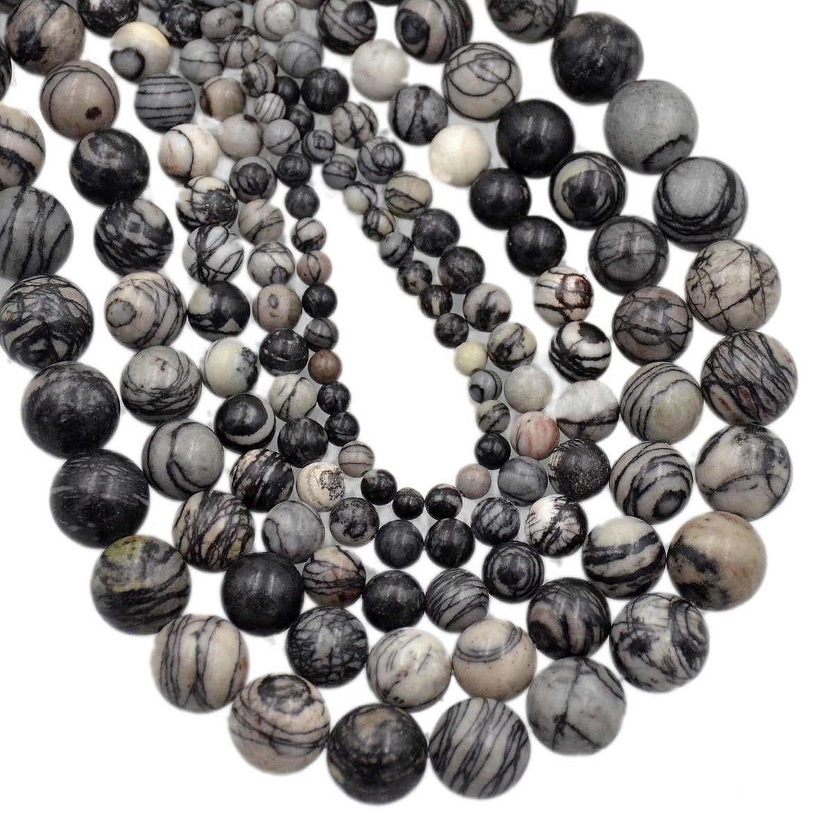 AD Beads Natural Gemstone Round Loose Beads 15" for Bracelet Necklace Earrings Jwelery Making Crafts DIY (6mm, Spider Web Jasper)