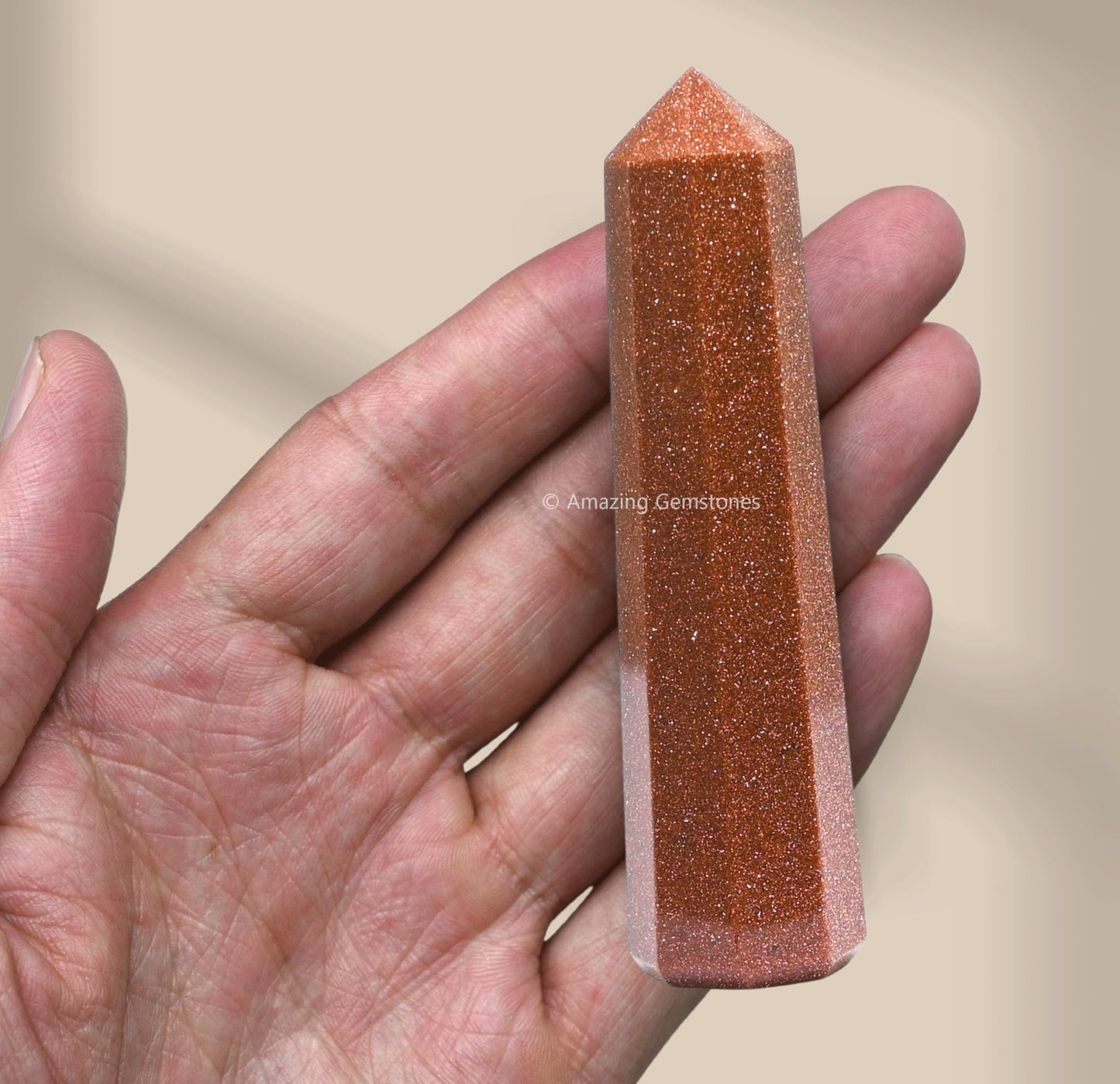 Amazing Gemstone Red Goldstone Crystal Towers - Natural Healing Crystal Point Obelisk for Reiki Healing and Crystal Grid (3" to 4" INCH)