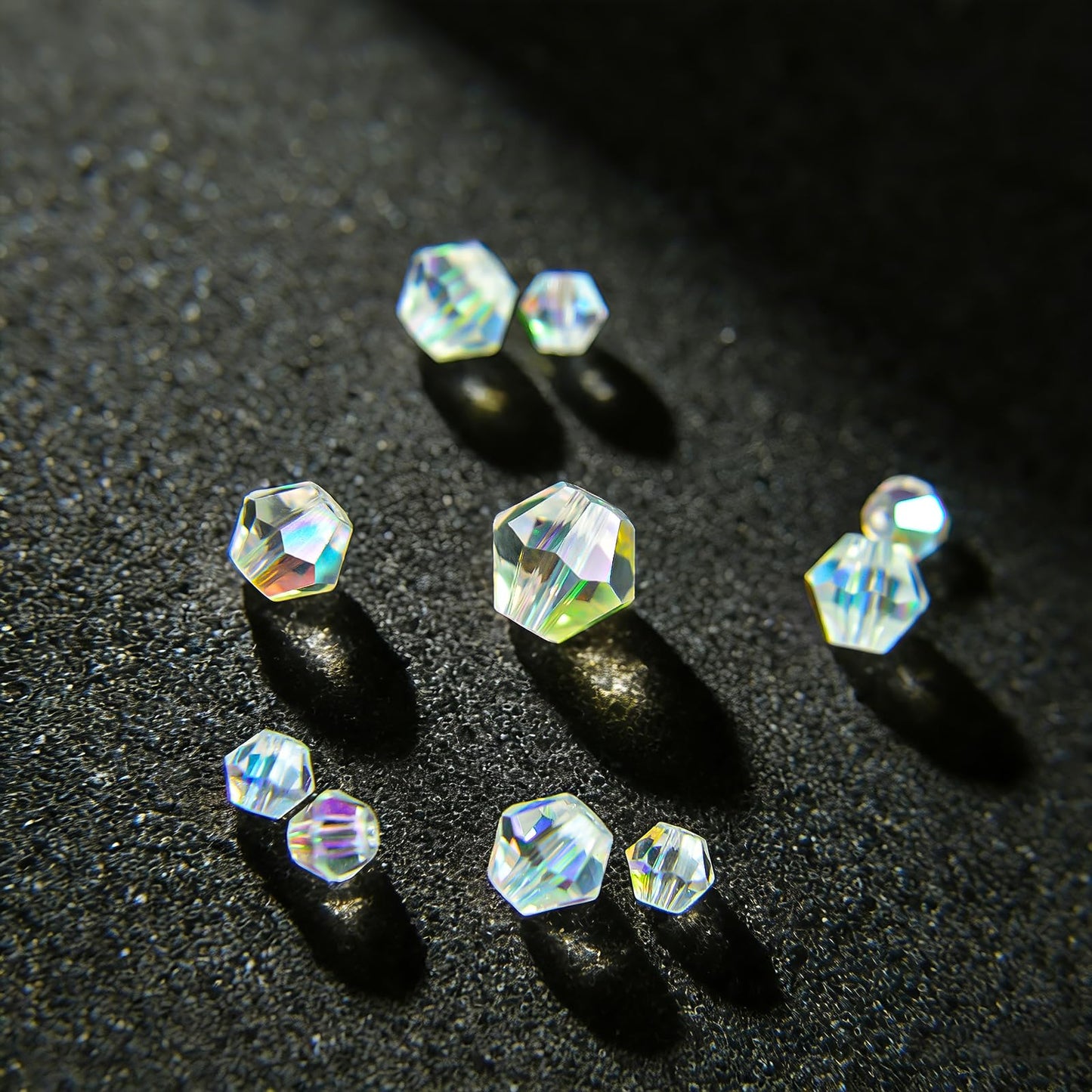 1550PCS Bicone Crystal Glass Beads Set for Jewelry Making, 3mm 4mm 6mm 8mm Sparkling Faceted Beads Sorted by Size for Bracelets, Necklaces, Suncatchers & DIY Crafts(AB White)
