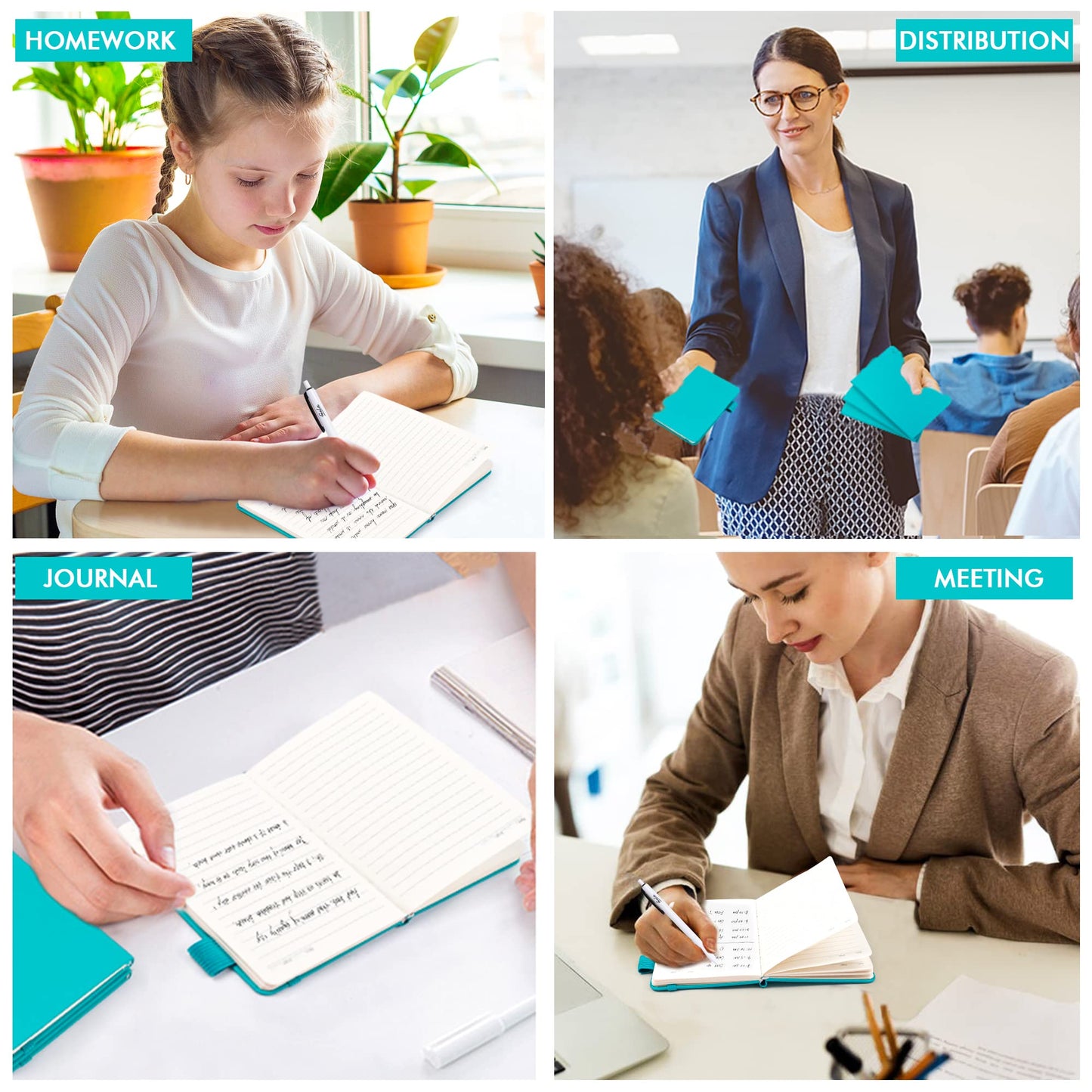 feela 15 Pack Pocket Small Notebooks Bulk, Mini Cute Notepads Hardcover College Ruled Lined Journals with Pen Holder for School Business Memos, with 15 Black Pens, 3.5”x 5.5”, A6, Emerald