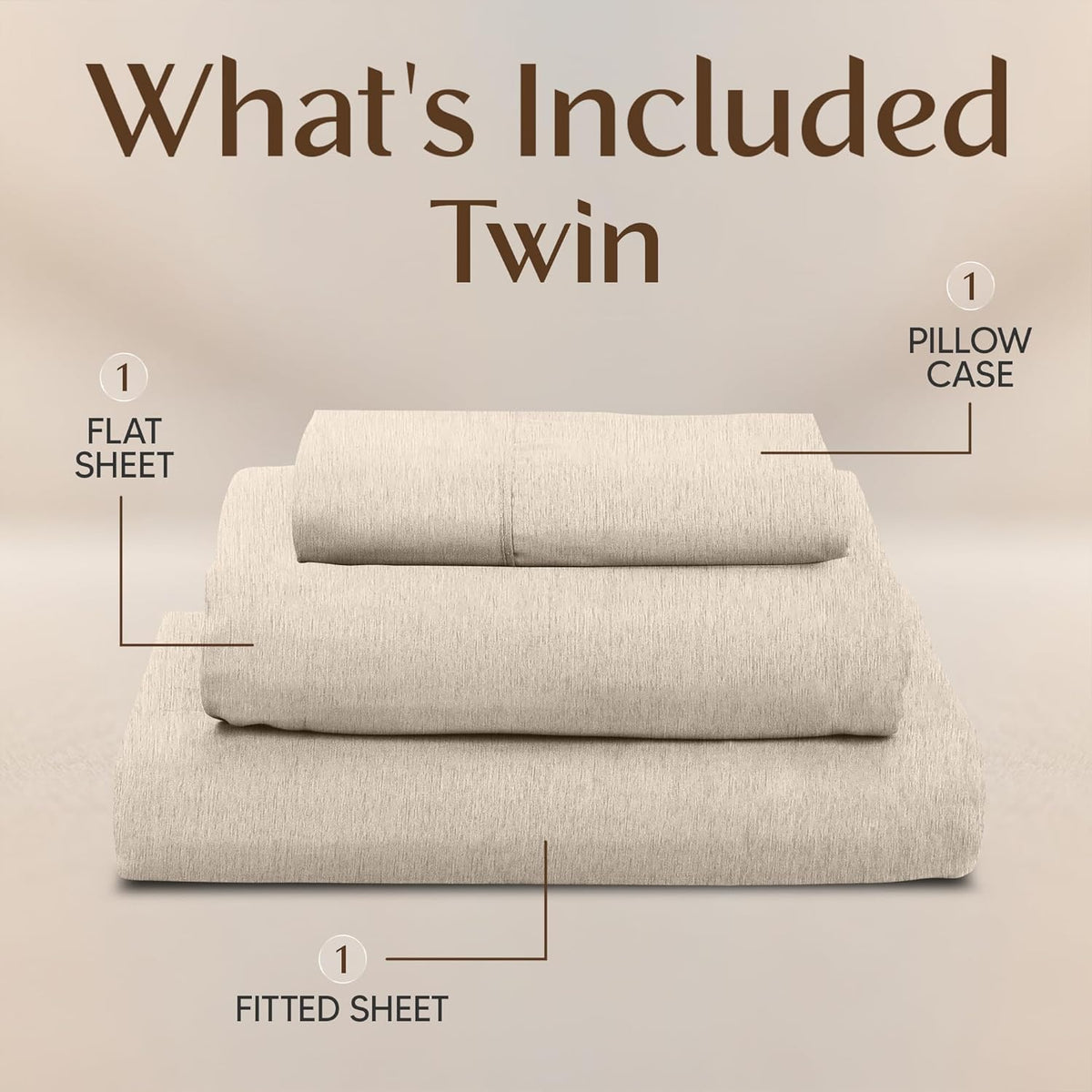 Utopia Bedding Twin Sheet Set - Soft & Breathable 3-Piece Microfiber Bed Sheets | Oeko-Tex Certified (Heather Beige)