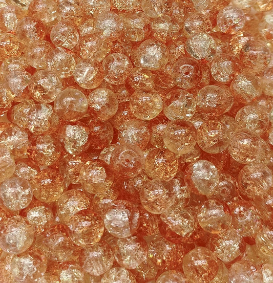 200PCS Glass Beads 8mm Glass Beads for Bracelets Necklaces Jewelry Making DIY Crafts (Orange Red Crackle)