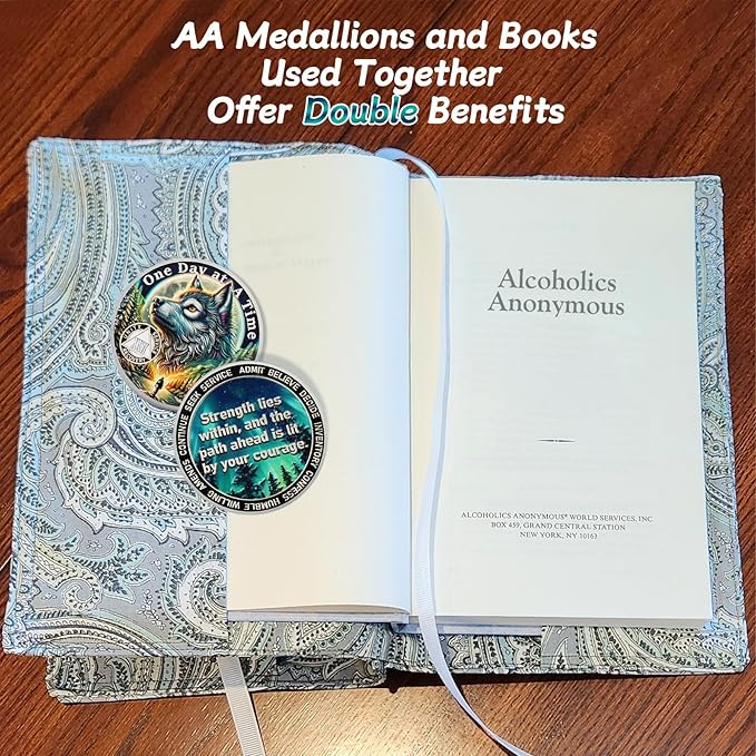 One Day at a Time 22 Year Sobriety Coin - Recovery Aurora Forest Wolf AA Coins - Addiction NA AA Chips and Medallions - Celebrate 1-30 Living Clean Narcotics Alcoholics Anonymous Gifts for Men Women