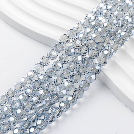200PCS8MM Light Gray Round Crystal Glass Beads for Jewelry Making,Novborcz Glass Beads Faceted Rondelle Beads DIY Glass Crystal Beads for Bracelets Necklace Pendants Jewelry Making DIY Craft