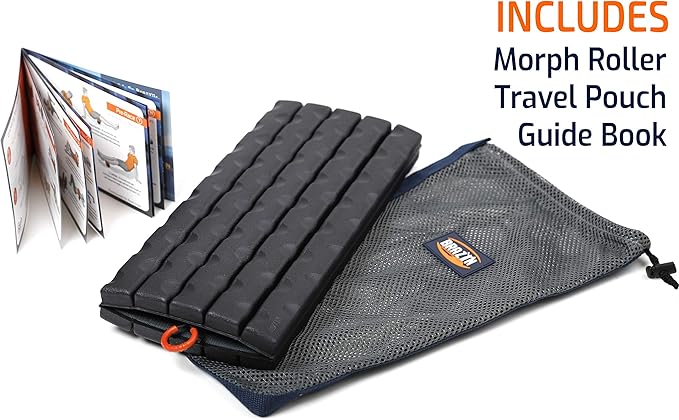 Morph Foam Roller (Bravo-Midnight) Collapsible Travel Foam Roller for Pain Relief, Workout Muscle Recovery, Back Massager, Deep Tissue Leg Massage, Back Cracker, Stretcher; Small, Portable