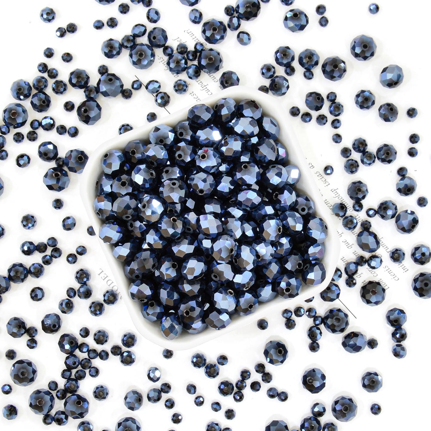 Laopottbeads 460Pcs 8mm Crystal Glass Beads for Jewelry Making Beads for Bracelets Necklace Pendants Making Supplies(Navy Blue)