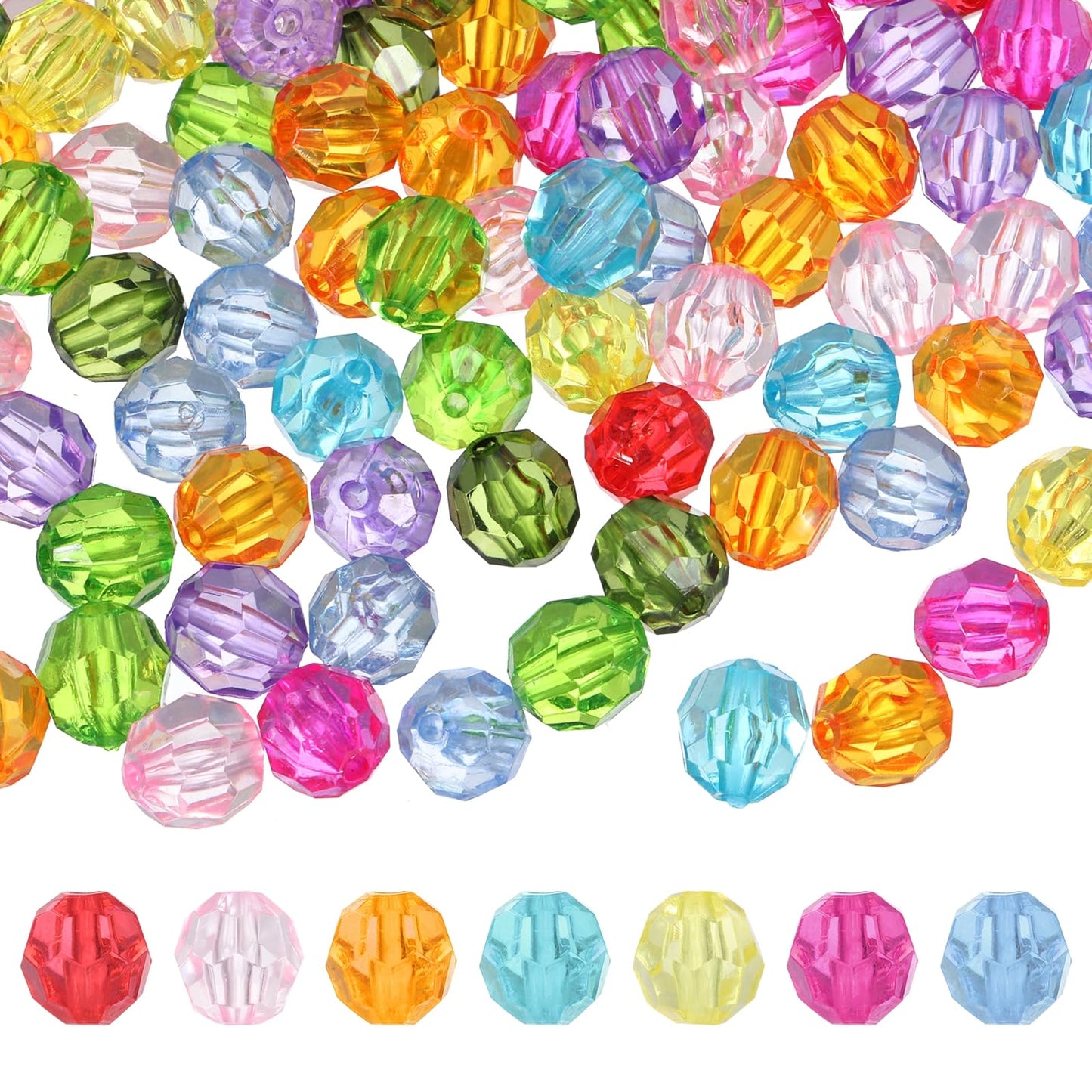 MECCANIXITY 400pcs Czech Faceted Bicone Beads 8mm Glass Spacer Bead Bulk for Jewelry Making & DIY Craft, Mixed Colors
