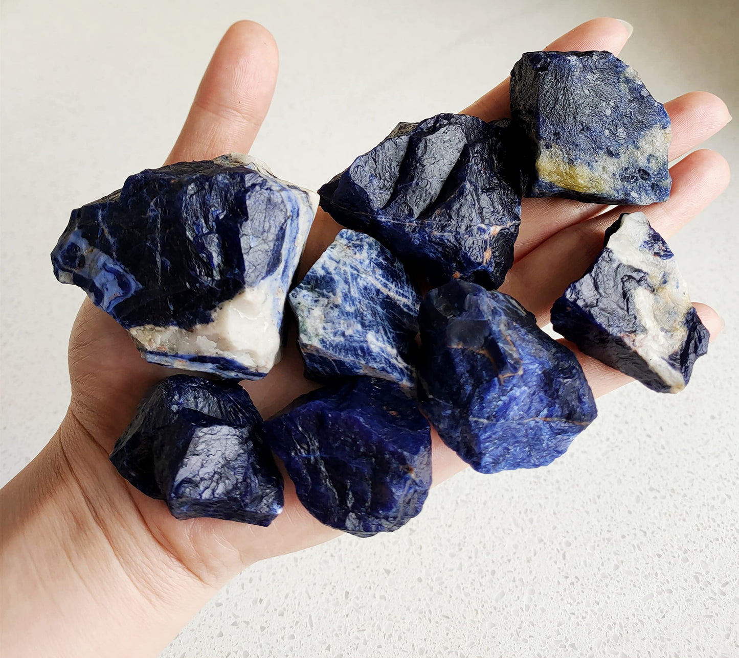 Luckeeper 1 lb Rough Crystals Bulk Raw Sodalite Healing Stones for Tumbling, Wire Wrapping, Wicca Reiki,Meditation