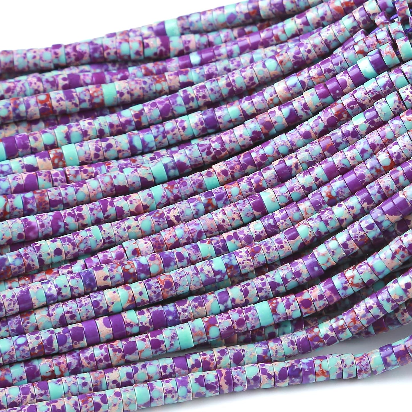 2x4MM 150PCS Galaxy Sea Sediment Impression Jade Tube Cylinder Rondelle Abacus Disk Spacer Loose Beads for Jewelry Making
