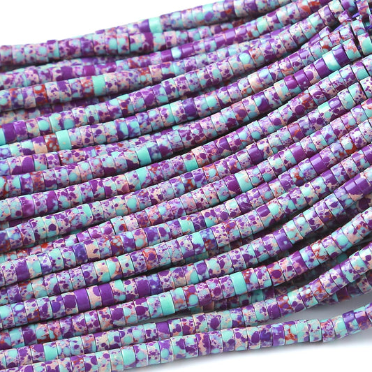 2x4MM 150PCS Galaxy Sea Sediment Impression Jade Tube Cylinder Rondelle Abacus Disk Spacer Loose Beads for Jewelry Making