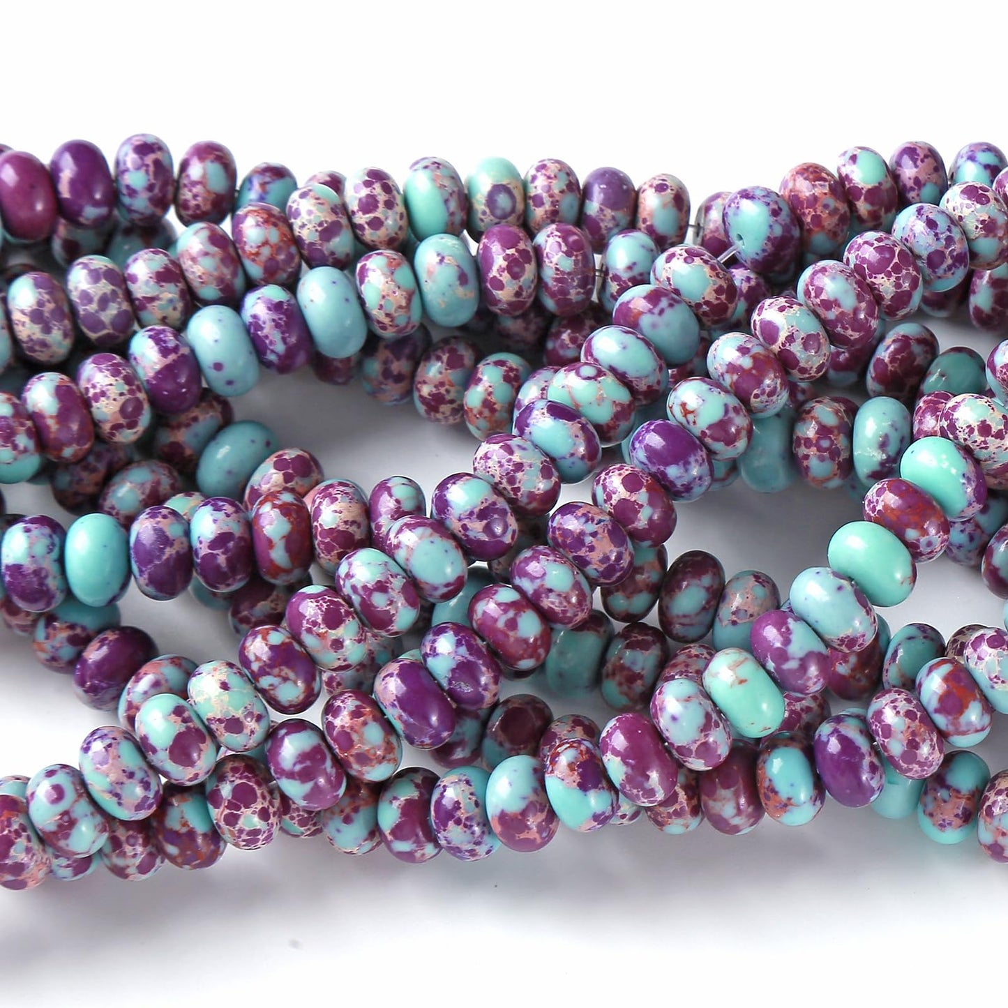 5x8MM 72PCS Galaxy Sea Sediment Impression Jade Tube Abacus Rondelle Disk Spacer Loose Beads for Jewelry Making