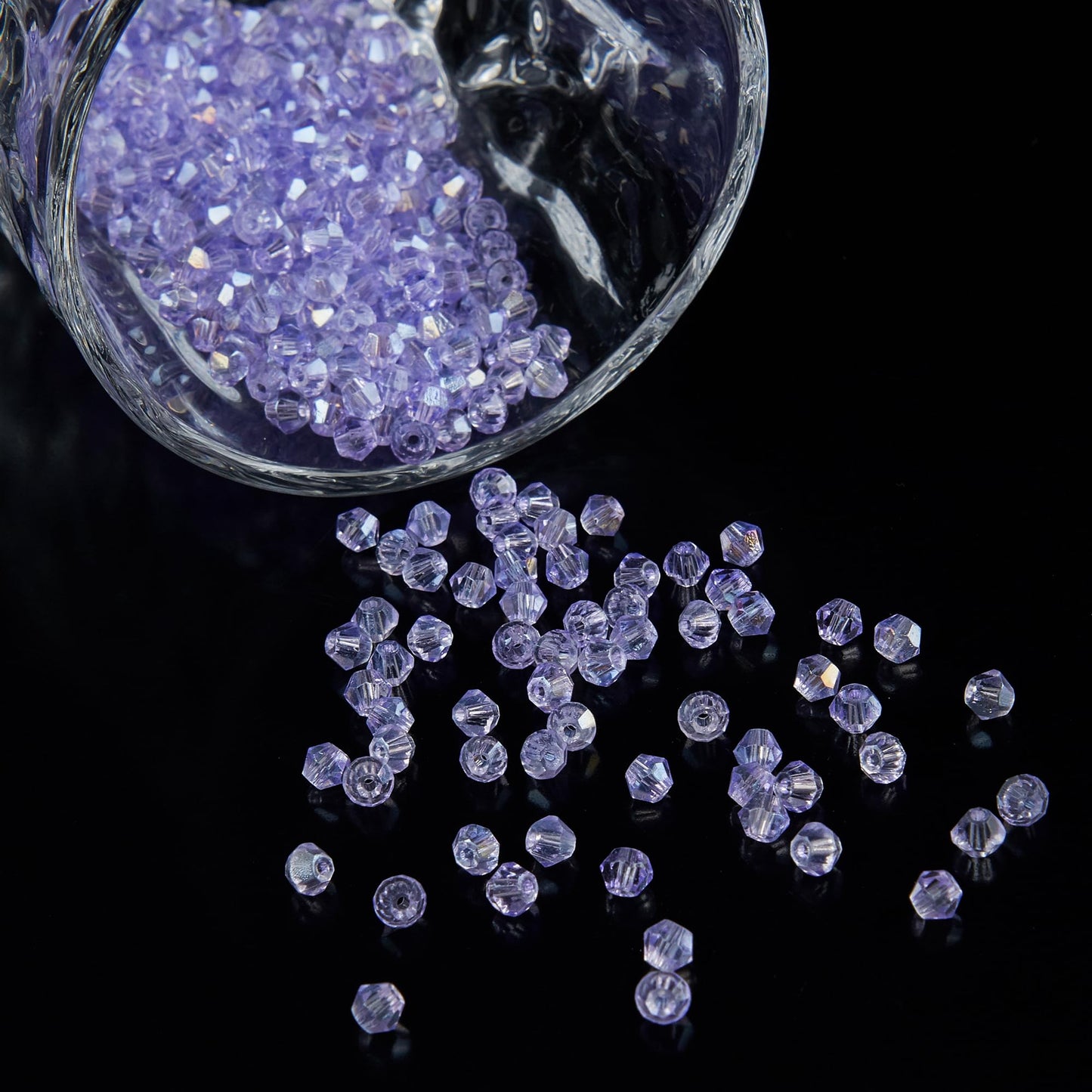 Laopottbeads 1100PCS 4mm Bicone Crystal Glass Beads for Jewelry Making, Sparkling Mini Beads for Suncatchers, DIY Bracelets & Craft Projects (Light Purple)