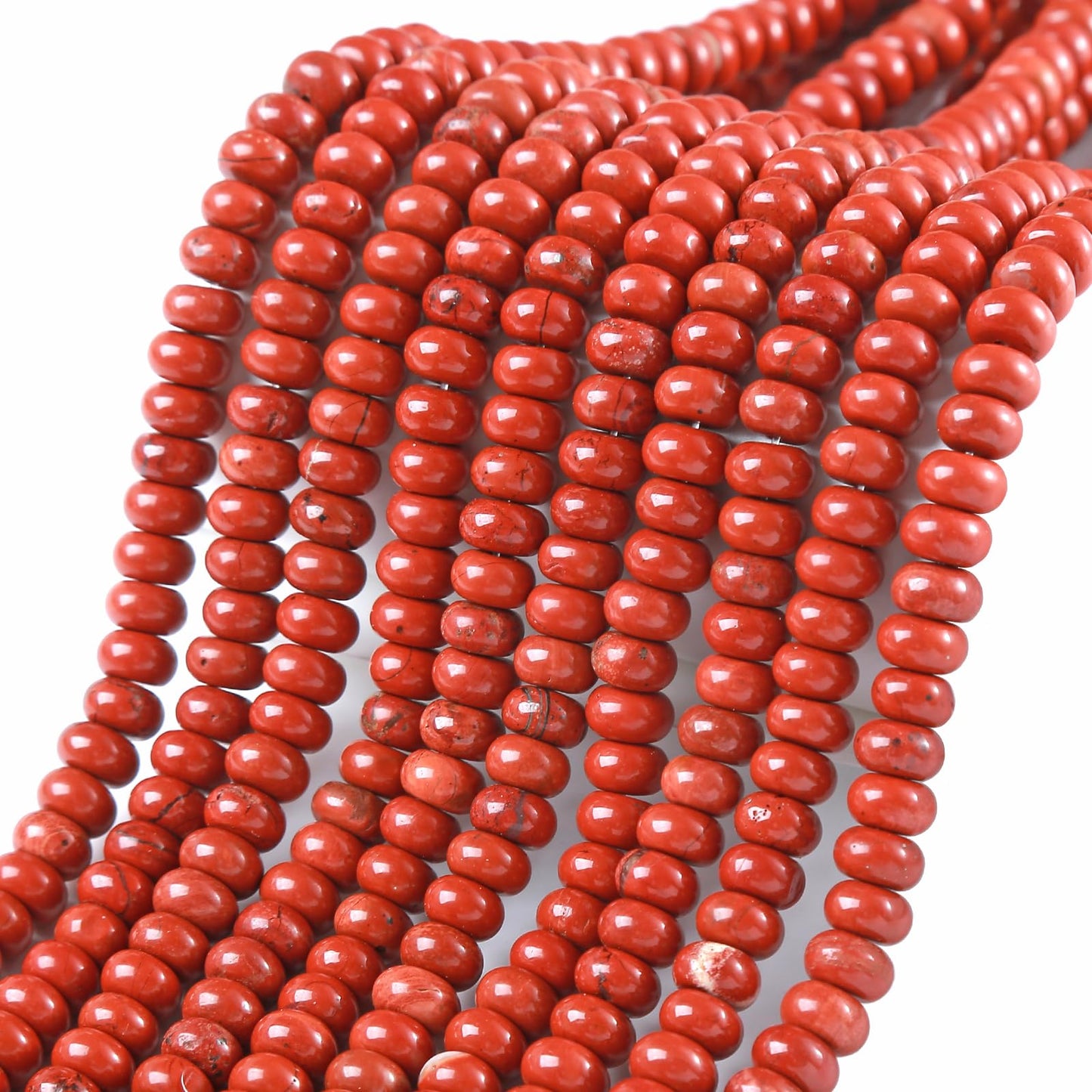 5x8MM 72PCS Chinese Red Jasper Tube Rondelle Abacus Disk Spacer Loose Beads for Jewelry Making