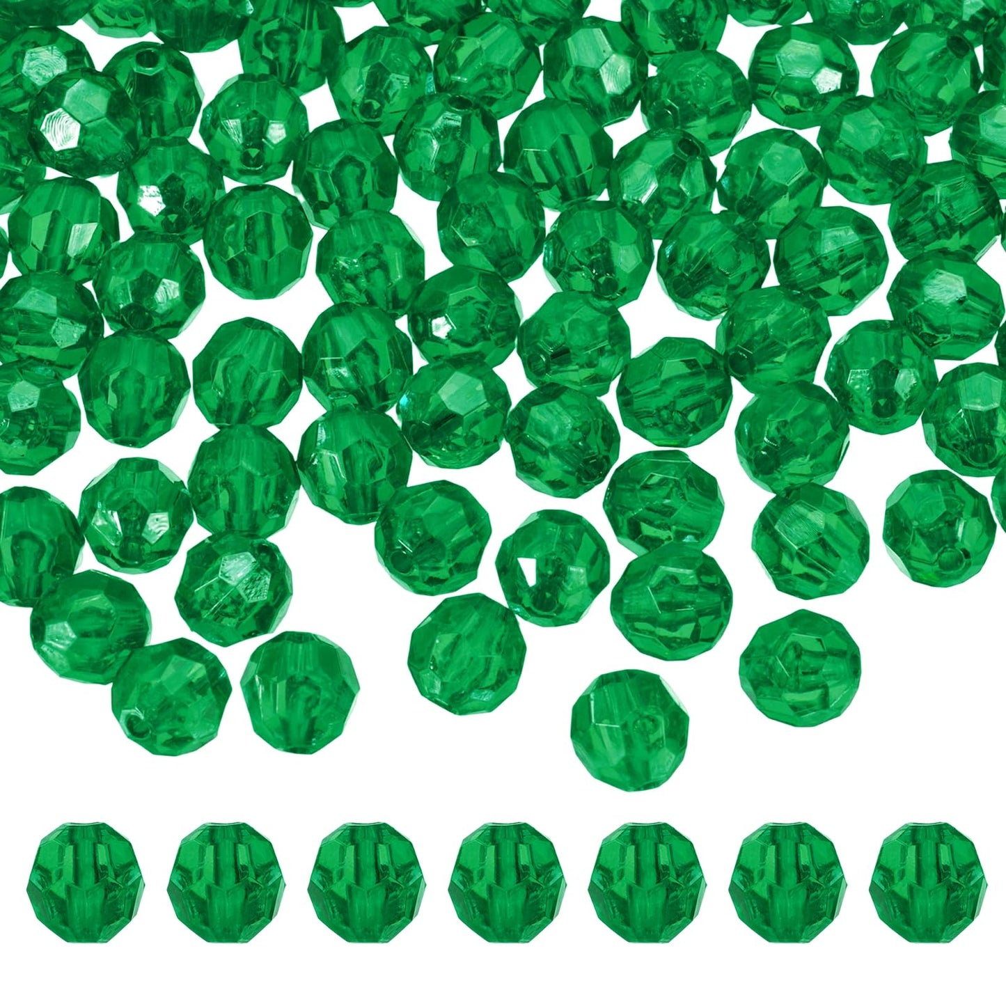 MECCANIXITY 400pcs Czech Faceted Bicone Beads 8mm Glass Spacer Bead Bulk for Jewelry Making & DIY Craft, Dark Green