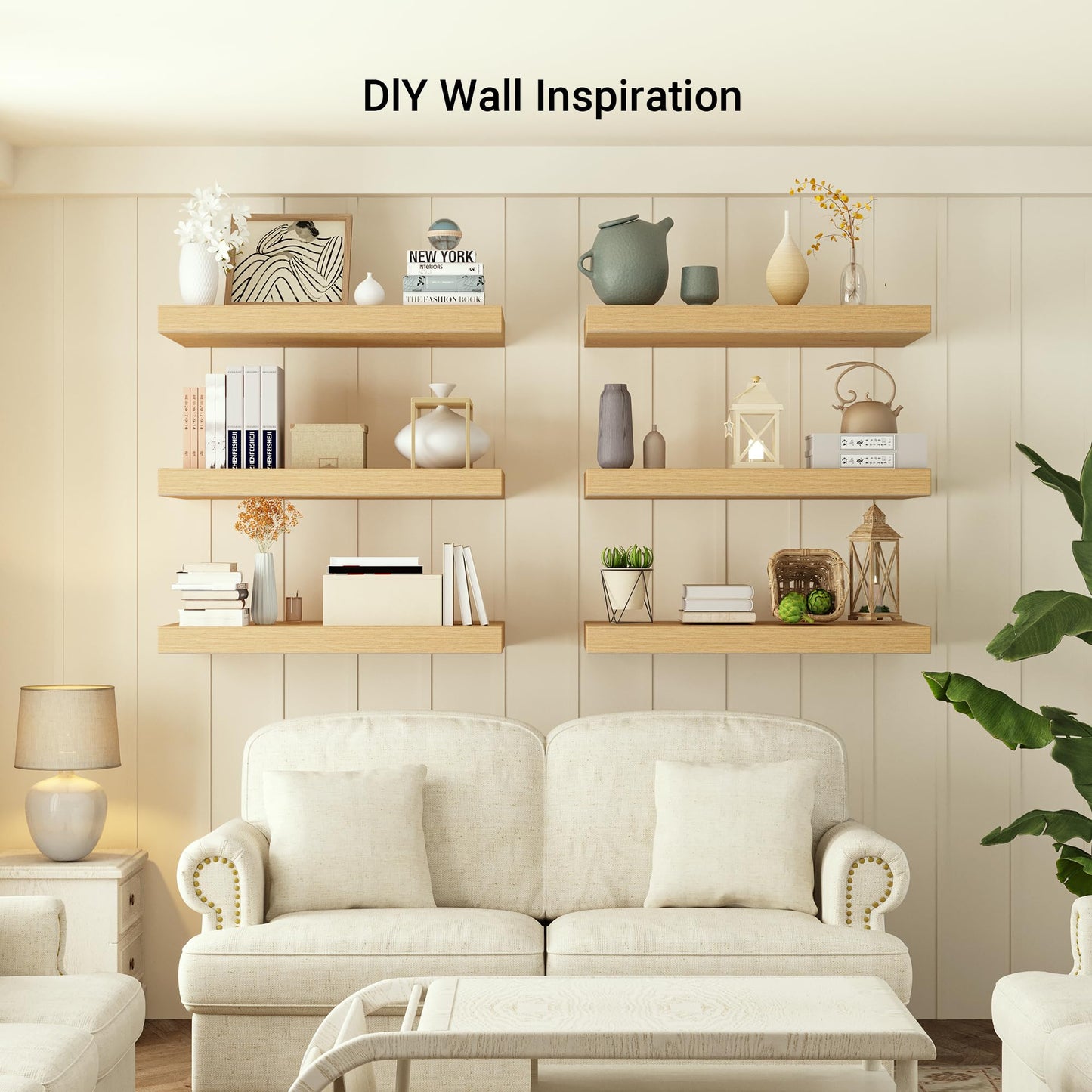 Heimlove 24 x 12 Inch Deep Floating Shelves Wall Mounted with Invisible Brackets,Storage Hanging Shelf for Wall Decor in Bathroom, Bedroom, Toilet, Kitchen, Living Room, Office Set of 1 (Oak)