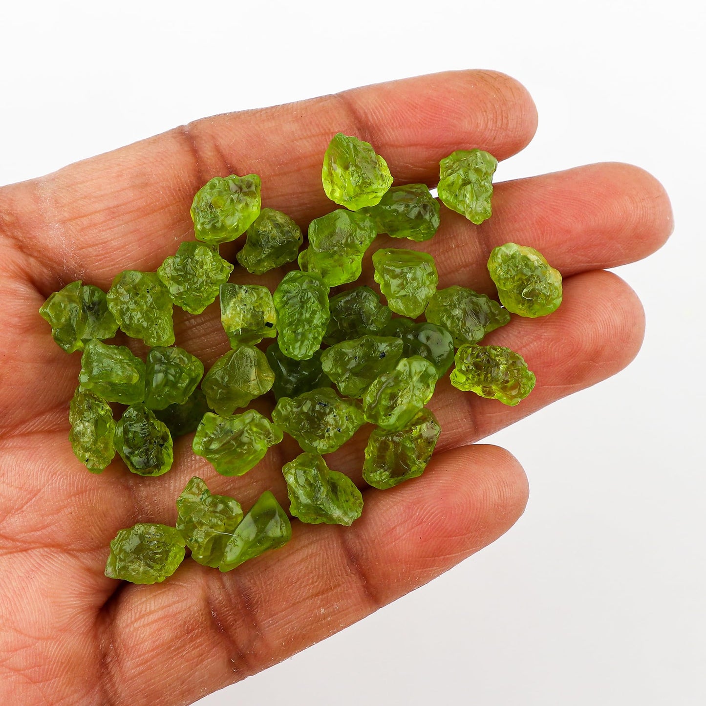 CRYSTALINES (50cts) Natural Raw Peridot Gemstones, Wholesale Rough Stones, DIY Craft-Jewelry Making, Healing Crystals, August Birthstone, Loose Bulk Supplies, Gem Collection (16-18pcs)