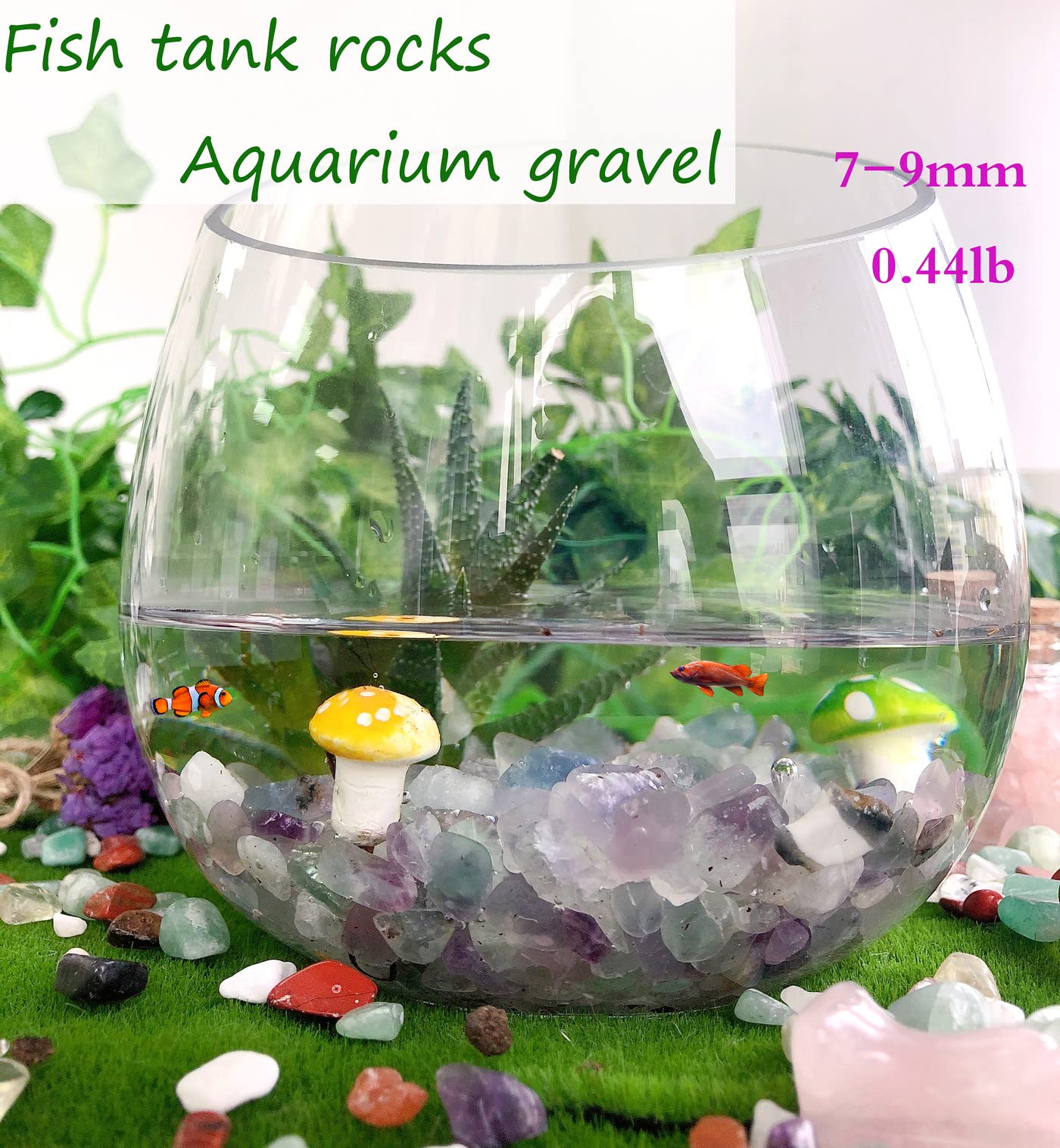 Citrine Aquarium Gravel Rocks Natural Tumbled Healing Crystal Chips Bulk Gemstones Tumbled Crushed Stones for Fountain Vase Filler Planters Decorative Fish Tank Potted Reiki Energy Balancing 0.44lb