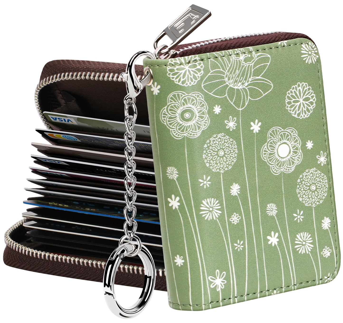 FurArt Zipper Wallet Women, RFID Blocking Credit Card Wallet, Business Card Holder, Compact Size KeyChain Wallet