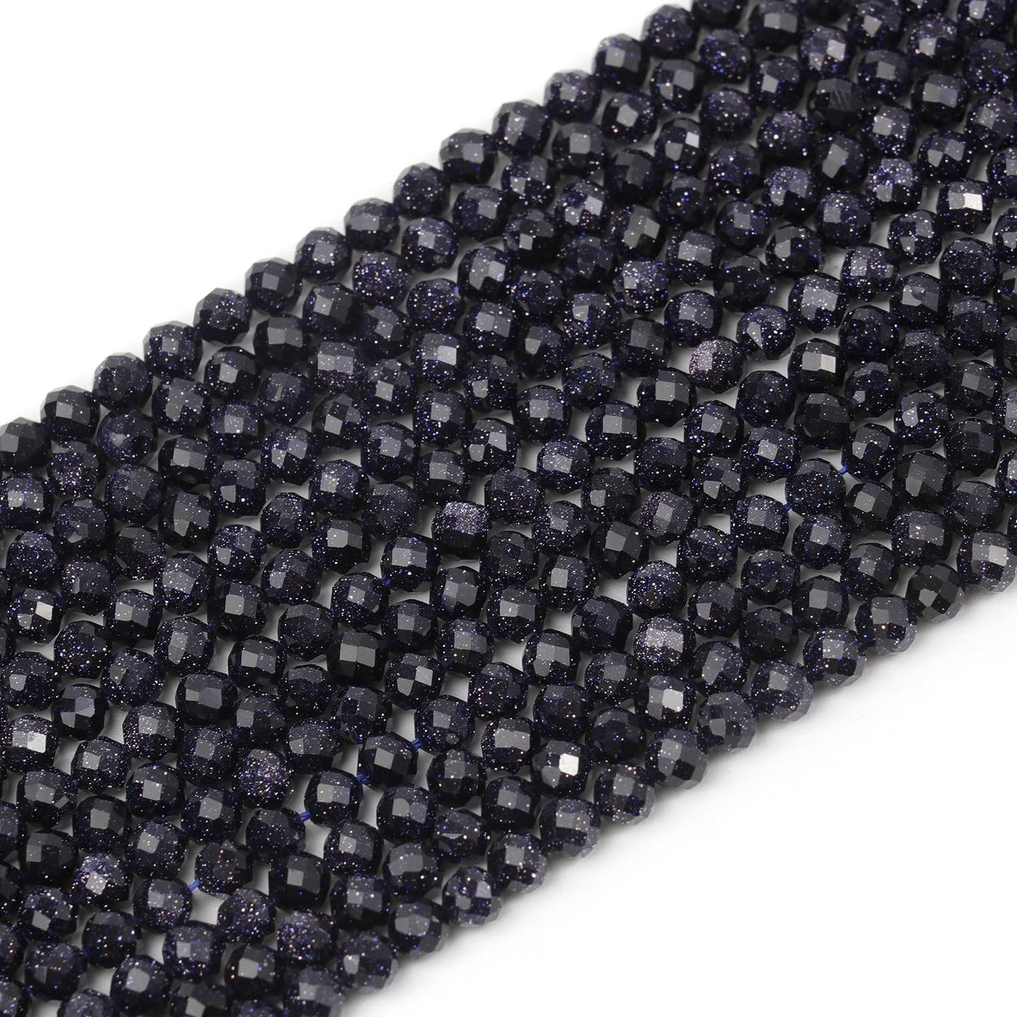 Song Xi 180pcs 2mm Natural Blue Sandstone Gemstone Beads Faceted Round Loose Stone Beads for Jewelry Making (1 Strand)