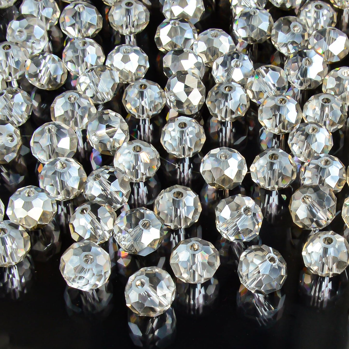 Laopottbeads 220Pcs 10mm Crystal Glass Beads for Jewelry Making Beads for Bracelets Necklace Pendants Making Supplies(Gray)