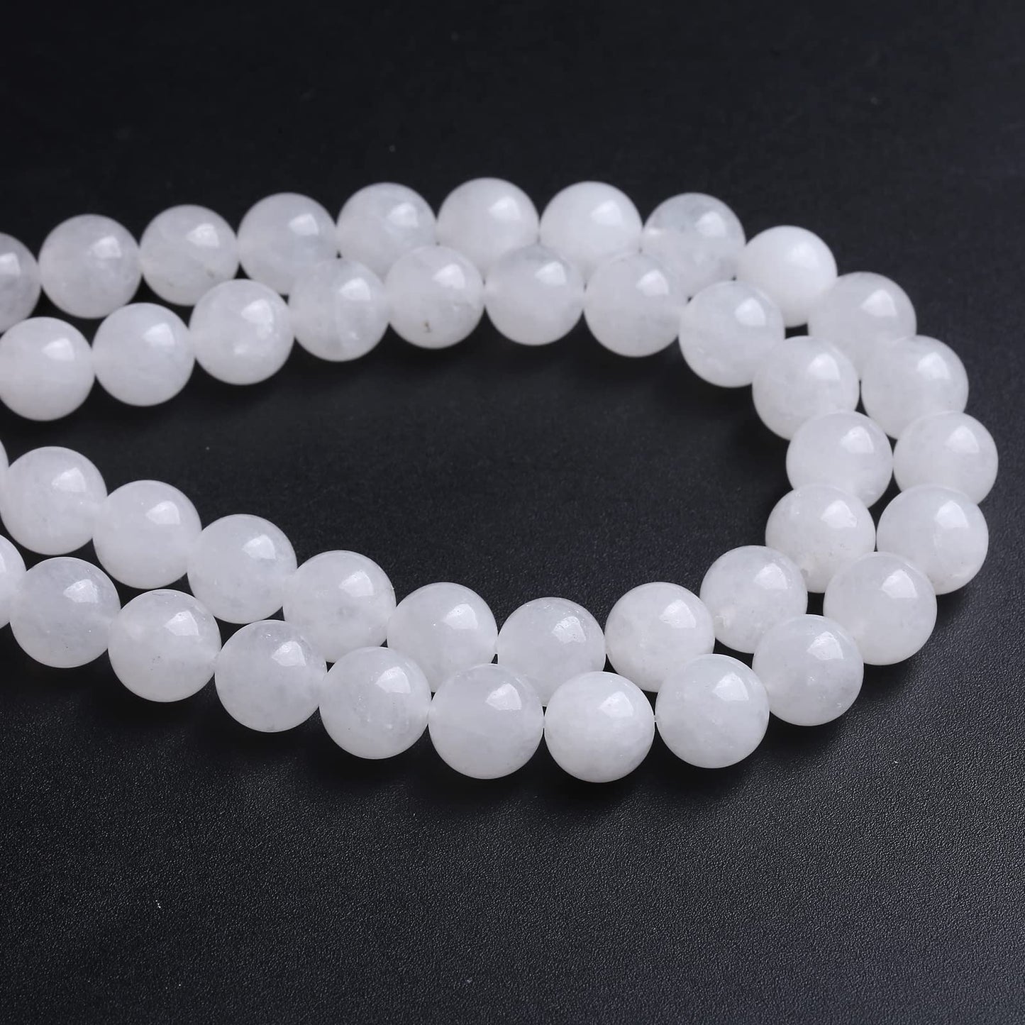 8MM 45PCS Natural Stone White Jade Loose Beads for Jewelry Making DIY Bracelet