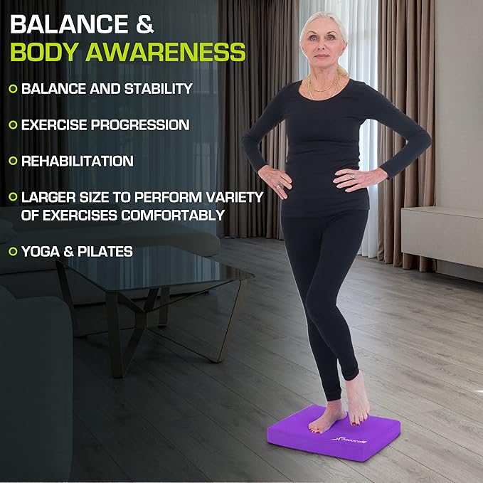 ProsourceFit Exercise Balance Pad ??Non-Slip Cushioned Foam Mat & Knee Pad for Fitness and Stability Training, Yoga, Physical Therapy