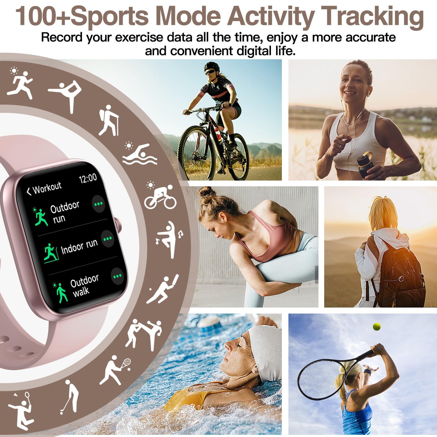 Smart Watch for Women Men with Bluetooth Call, Alexa Built-in Smartwatch, 1.83"DIY Dial Fitness Watch with Sleep Heart Rate Monitor, 110+ Sport Modes, IP68 Waterproof Watch Compatible with Android iOS
