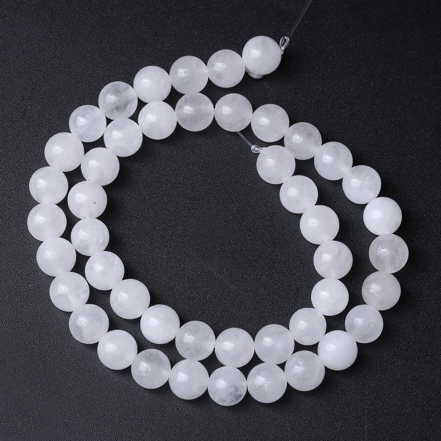 8MM 45PCS Natural Stone White Jade Loose Beads for Jewelry Making DIY Bracelet