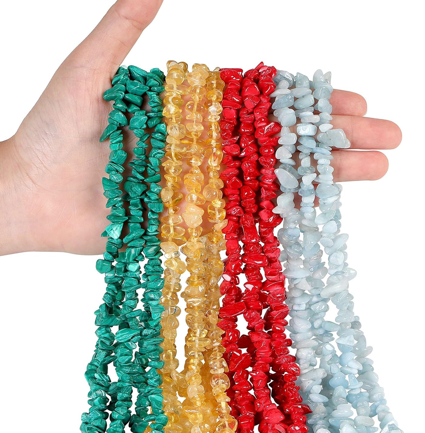 LAIDANLA Aquamarine 400pcs Natural Chip Stone Beads 5-8mm Healing Crystal Irregular Gemstones Drilled DIY Loose Rocks Bead Crystal for Bracelet Earrings Necklace Jewelry Making Crafting