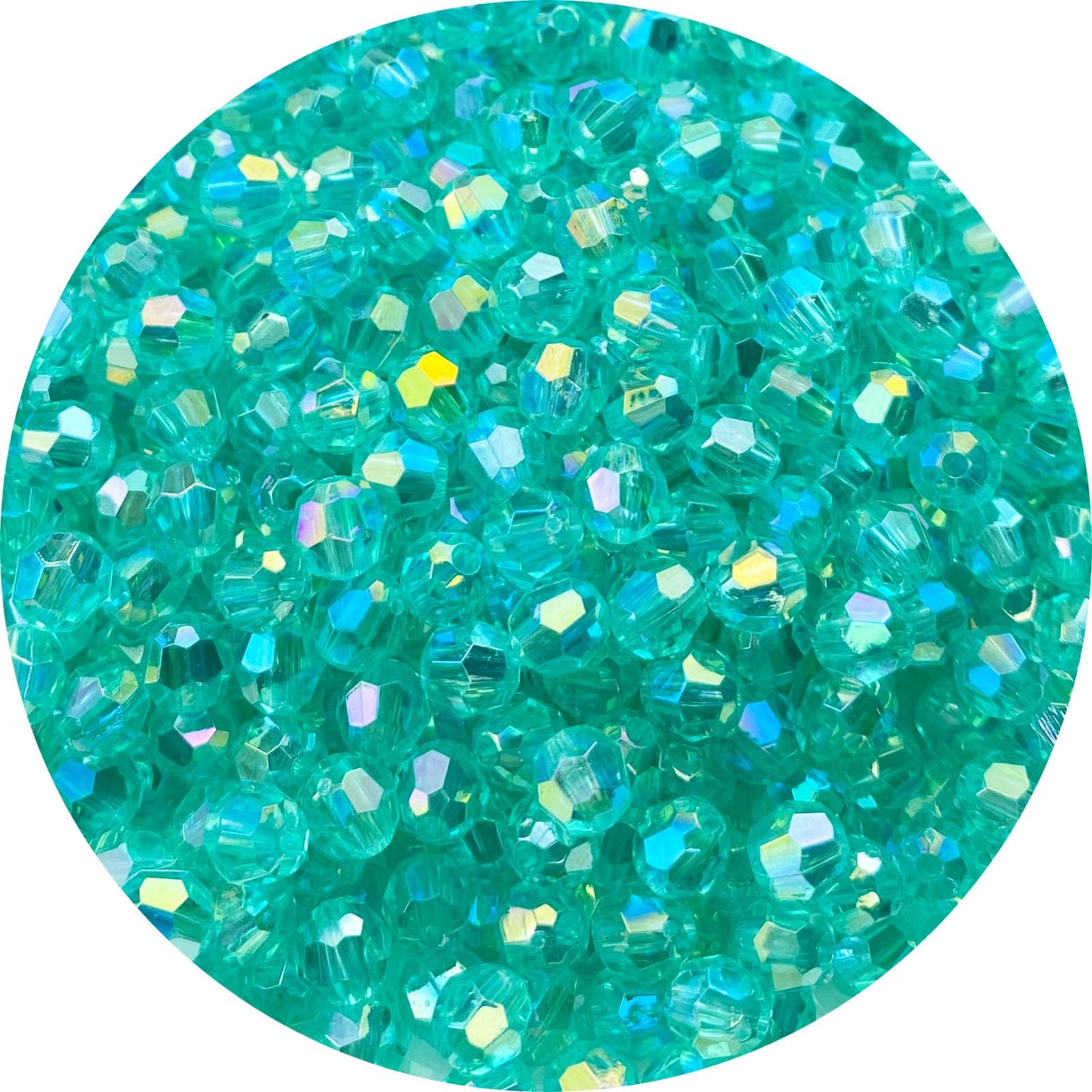 Tingoons 400 PCS 8mm Acrylic Faceted Spacer Beads AB Color Glossy Round Loose Beads for Jewelry Making Bracelet Necklace Earring Ornament Wind Chimes Key Chains(Bluish Green AB)