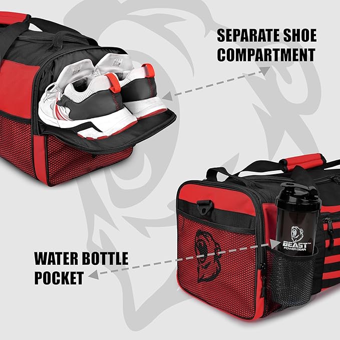 Duffle Gym Bag for Men & Women – Large Duffel Athletic Gym Boxing Bag with Shoes Compartment, Wet Pocket – Fitness,Workout,MMA,BJJ,Jiu Jitsu Gym Bag