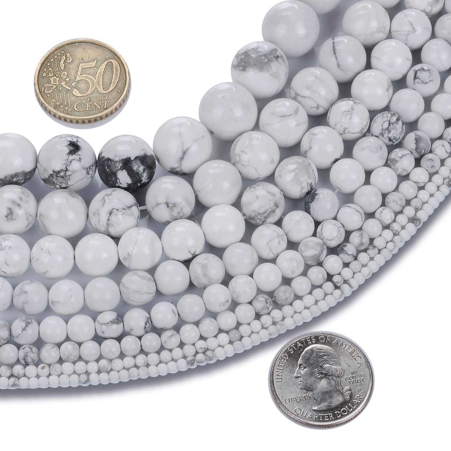 Natural Stone Beads 2mm White Howlite Gemstone Round Loose Beads Crystal Energy Stone Healing Power for Jewelry Making DIY,1 Strand 15"