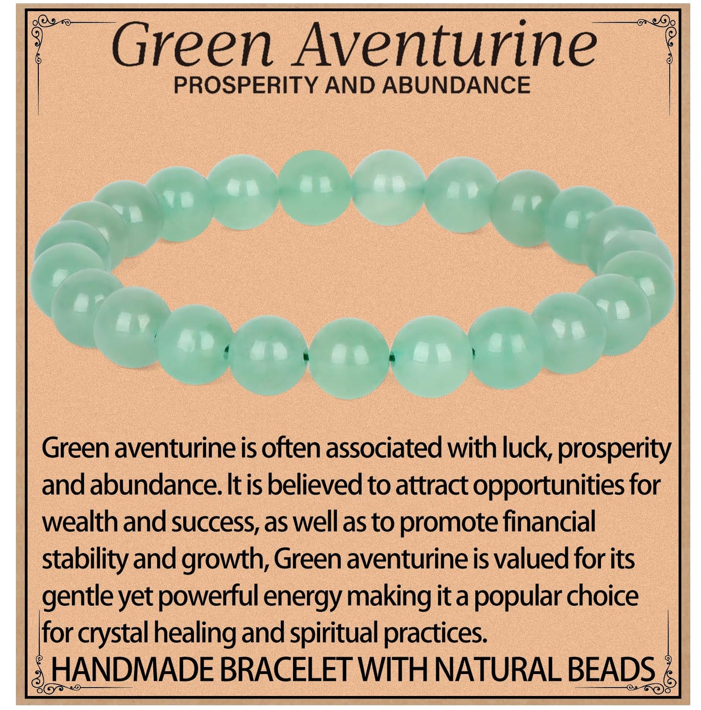 LPBeads Handmade Natural Gemstone Stretch Elastic 8mm Green Aventurine Bracelet Healing Crystal Round Stone Beads Jewelry Gifts for Women Men