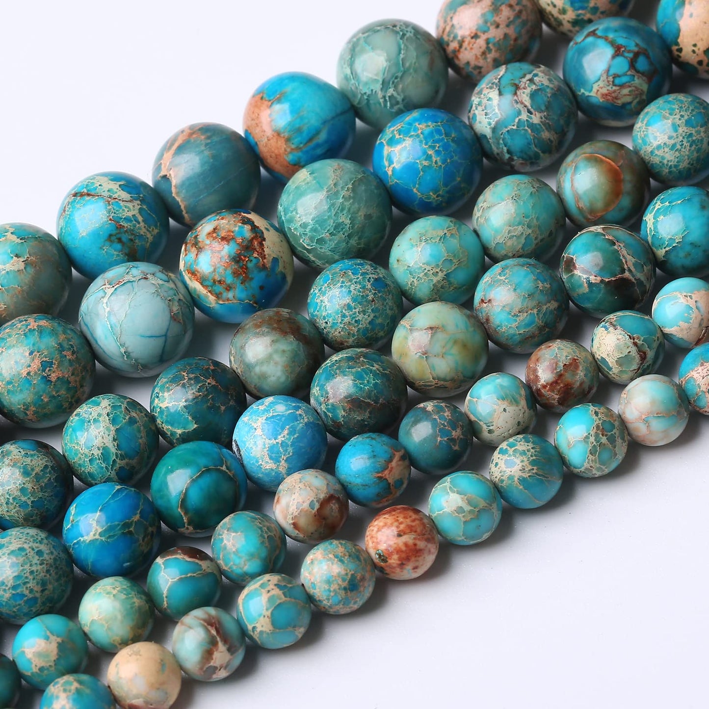 60PCS 6MM Natural Blue Imperial Jasper Stone Beads Round Shape Suitable for Jewelry DIY Bracelet 15 Inches