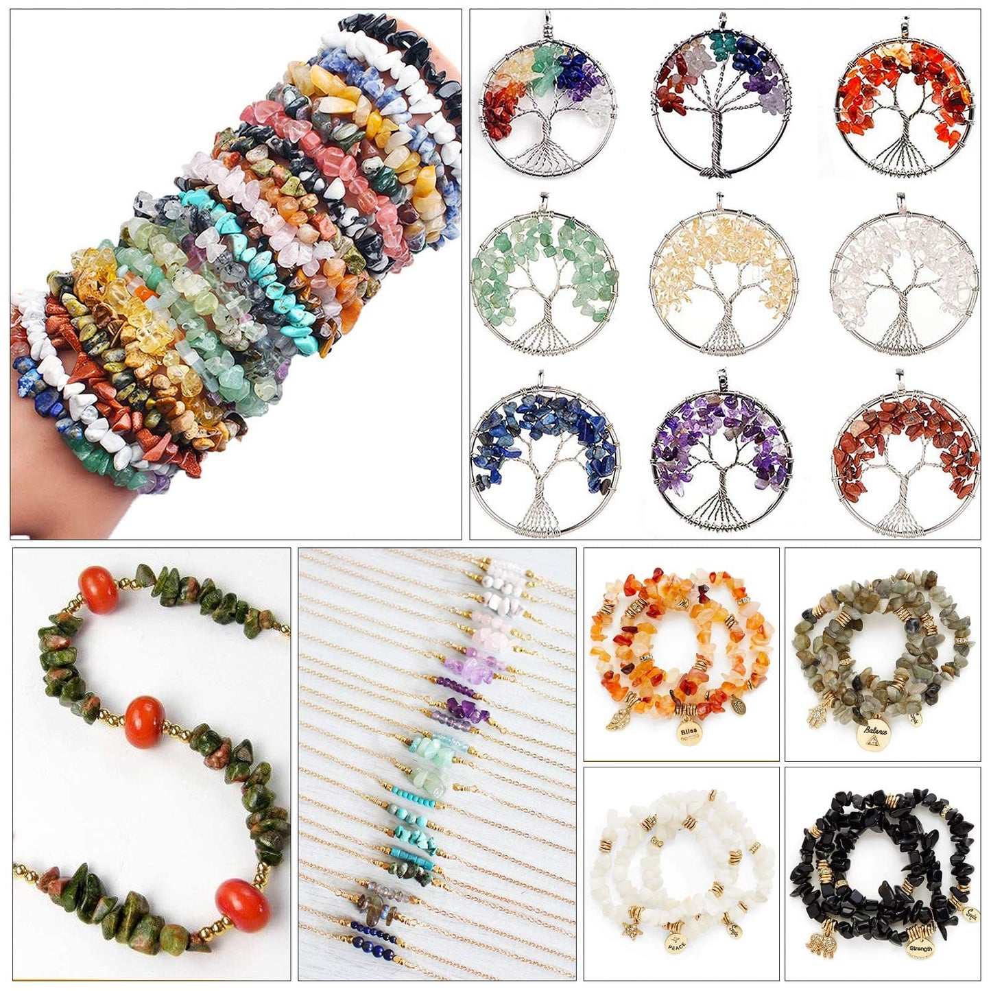 500 pcs Natural Chip Stone Beads, Malachite 5-8 mm Irregular Gemstones Healing Crystal Loose Bead for Jewelry Making Bracelet Crafting