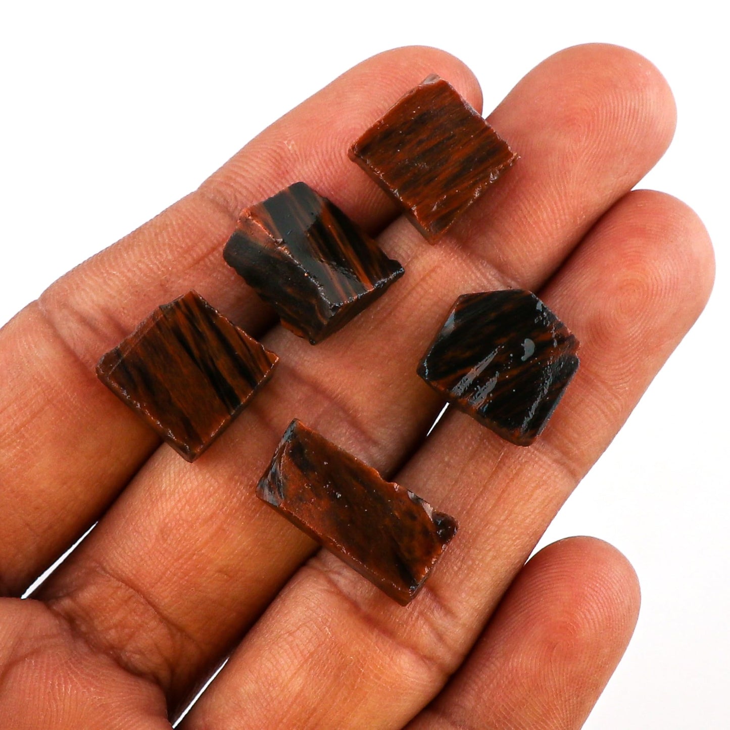 CRYSTALINES 5pcs Natural Raw Mahogany Obsidian Gemstone, Wholesale Rough Crystals, DIY-Jewelry Making, Bulk Loose Stones Supplies, Wire Wrapping, Birthstone, Gem Collection