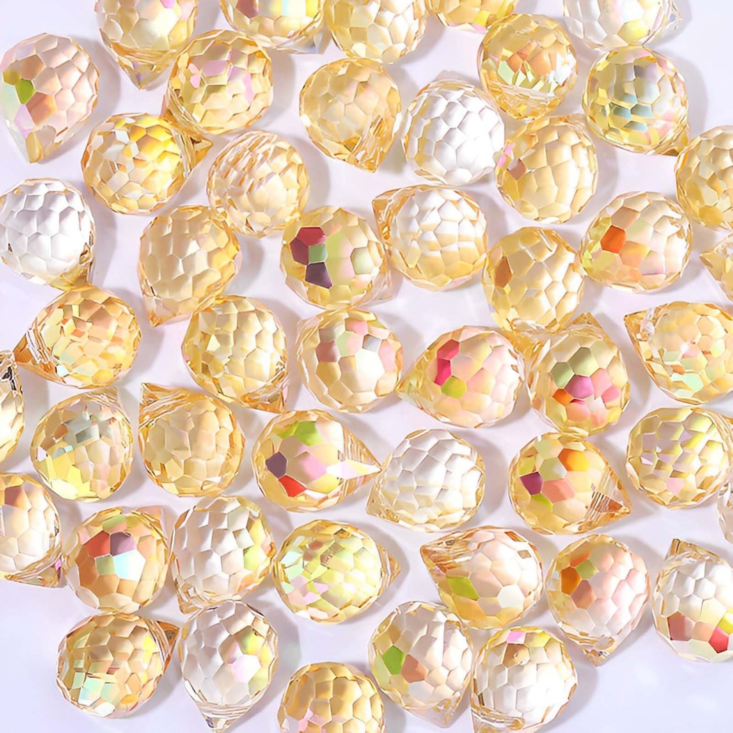 Twpribarn Crystal Beads, 50pcs Glass Beads, Assorted Crystal Beads for Jewelry Making, Shiny Teardrop Shape Jewelry Beads Glass Beads Bulk for DIY Craft Necklace Bracelet Earring(8x10mm, Gold)