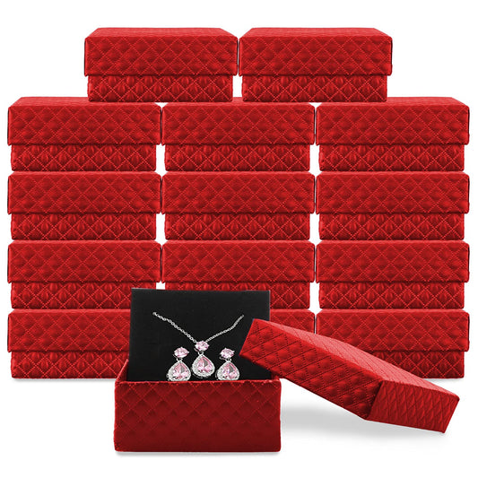 Coobbar Necklace Earring Ring Box Gift Box,15 Pieces Square Cardboard Jewelry Gift Boxes,Cotton Filled Cardboard Paper Jewelry Box Gift Case (2.95 x 2.95 x 1.38 Inches) (Red)