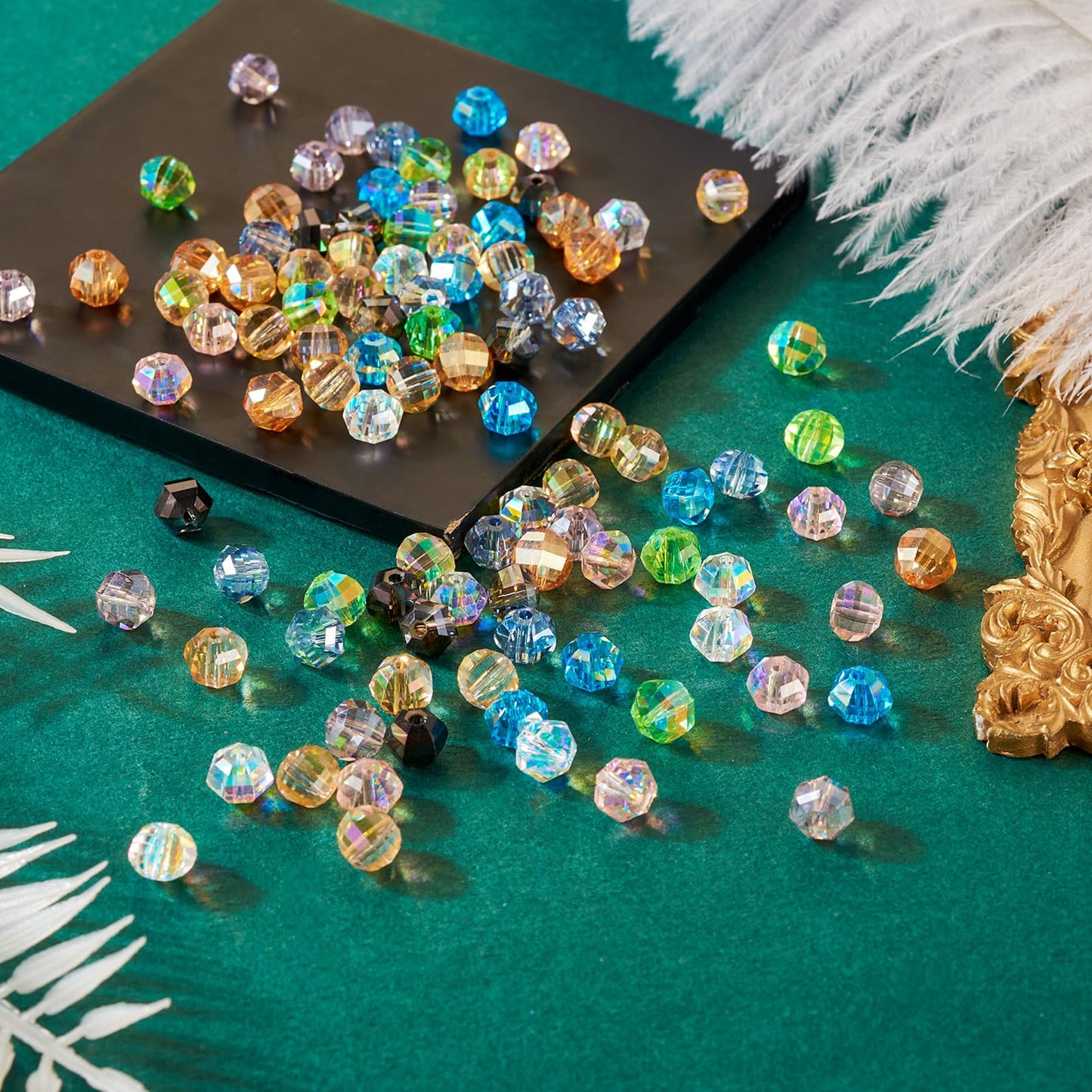 Elecrelive 100pcs Glass Rondelle Beads 7.5mm Faceted Glass Beads Colorful Loose Beads for DIY Beading Bracelet Necklace Jewelry Making