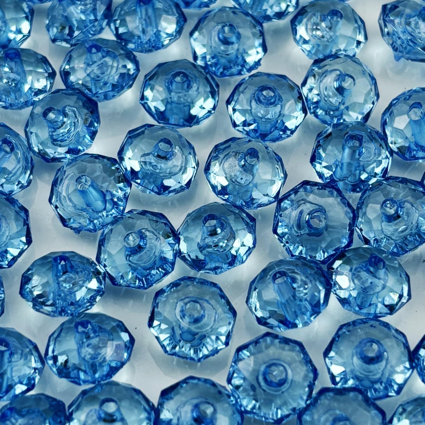 YHYPOCI 100pcs 12mm Acrylic Crystal Beads, Faceted Rondelle Acrylic Spacer Beads for Wind Chimes Bracelet Necklace Earring Keychain Jewelry Making DIY Crafts(Sky Blue)