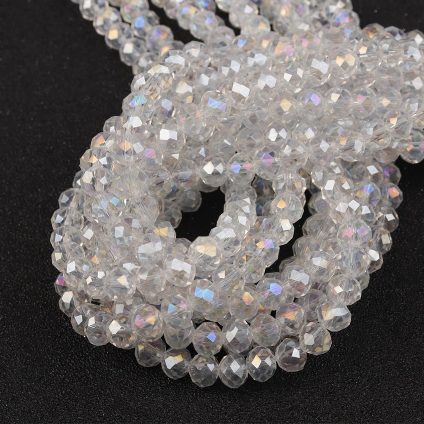 Laopottbeads 800Pcs 4/6/8/10mm Crystal Glass Beads for Jewelry Making Beads for Bracelets Necklace Pendants Making Supplies(White AB Color)