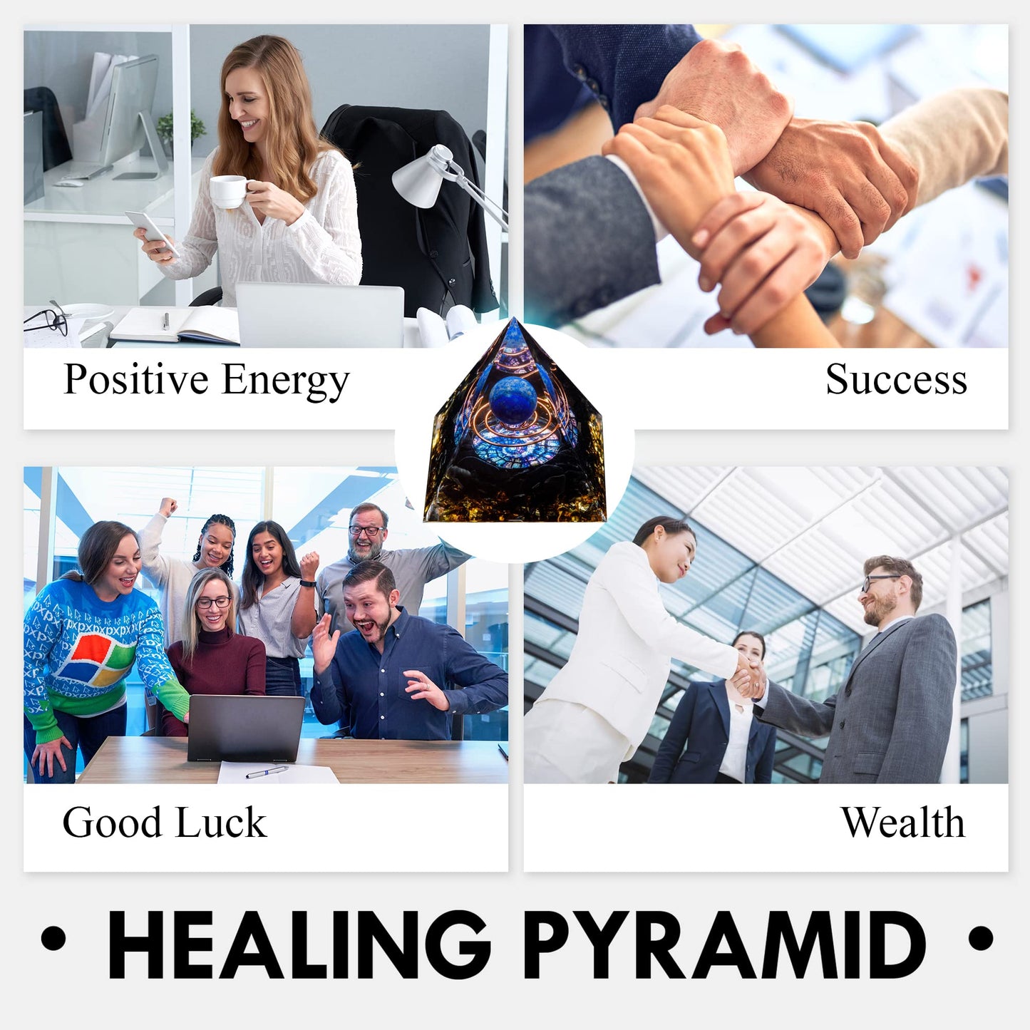 Orgone Crystal Pyramid, Lapis Lazuli Healing Crystal,Orgonite Protection Crystals Energy Generator for Attract Wealth Success and Prosperity