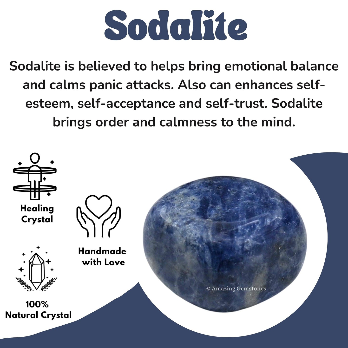 Amazing Gemstone Sodalite Crystals and Healing Stones Tumbled - 1 Oz Sodalite Stone Gem Stones, Natural Healing Stones for Energy Balance, Stress Relief - Polished Gems Rocks
