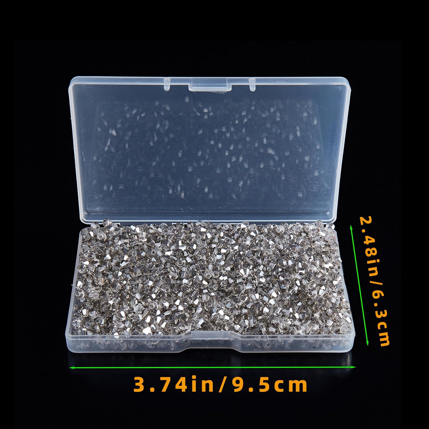 Laopottbeads 1200PCS 3mm Bicone Crystal Glass Beads for Jewelry Making, Sparkling Mini Beads for Suncatchers, DIY Bracelets & Craft Projects (Grey)