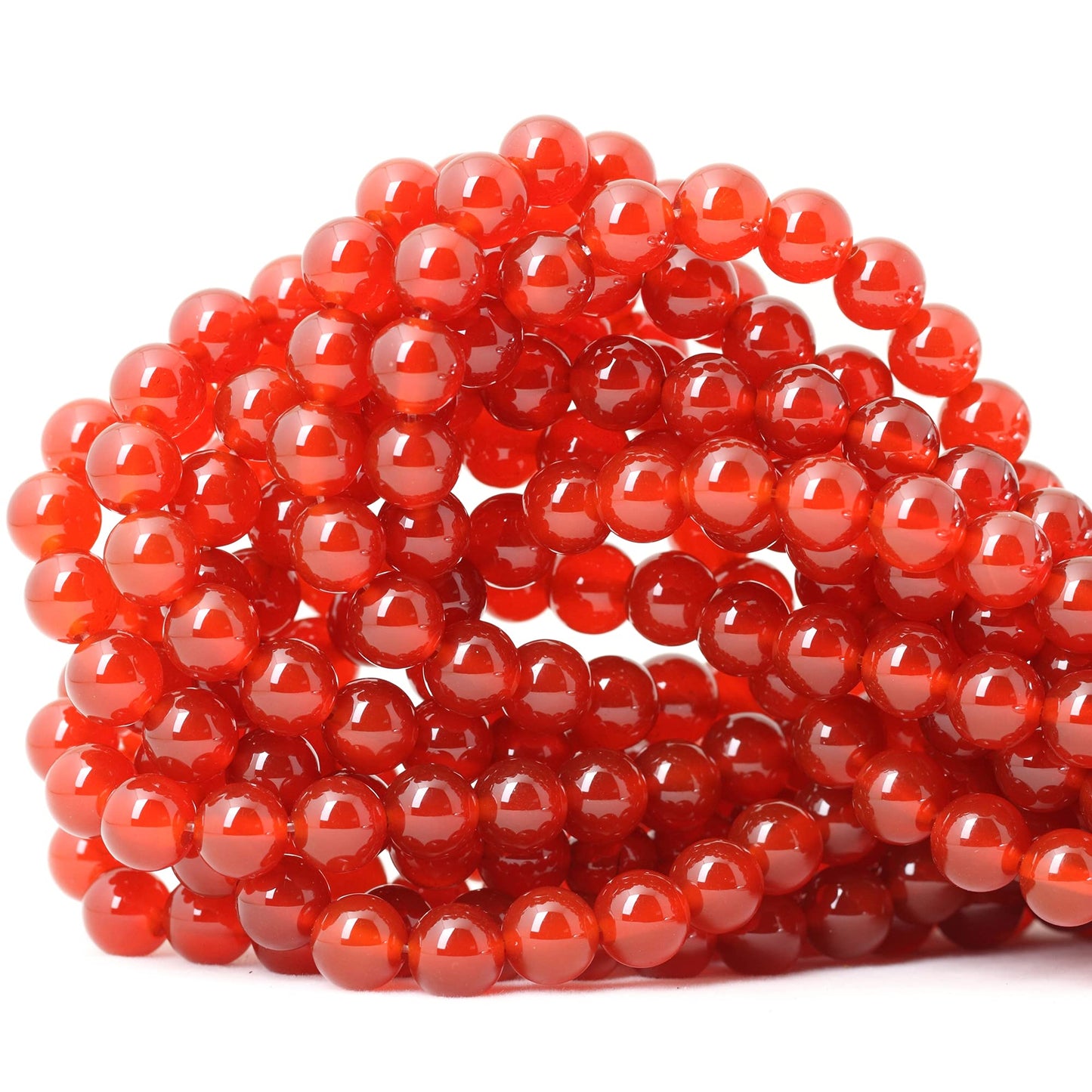 CHEAVIAN 45PCS 8mm Natural Red Agate Gemstone Round Loose Beads for Jewelry Making 1 Strand 15"