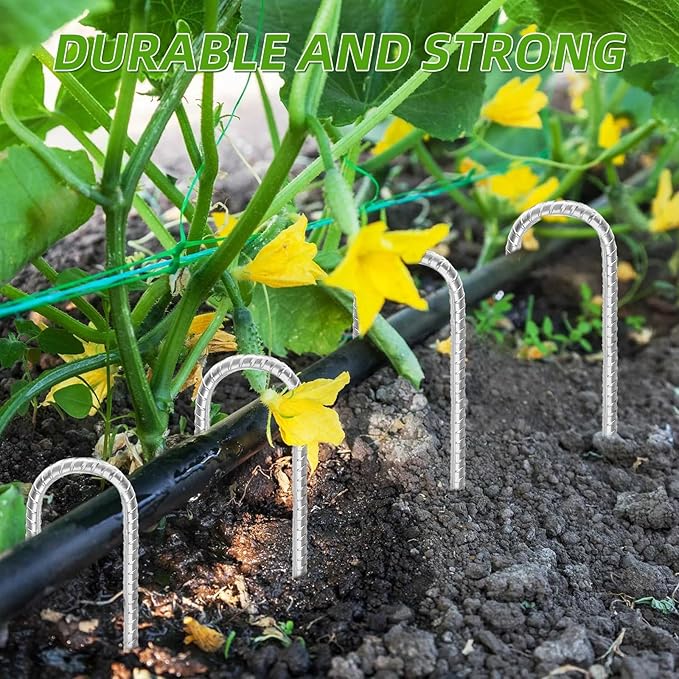 Rebar Stakes 16inx10mm Galvanized J Hook 8pcs – Heavy Duty Ground Tent Stakes for Fence,Bounce House,Outdoor Plants,Artificial Turf,Dog Coop,Metal Stakes for Christmas Decorations
