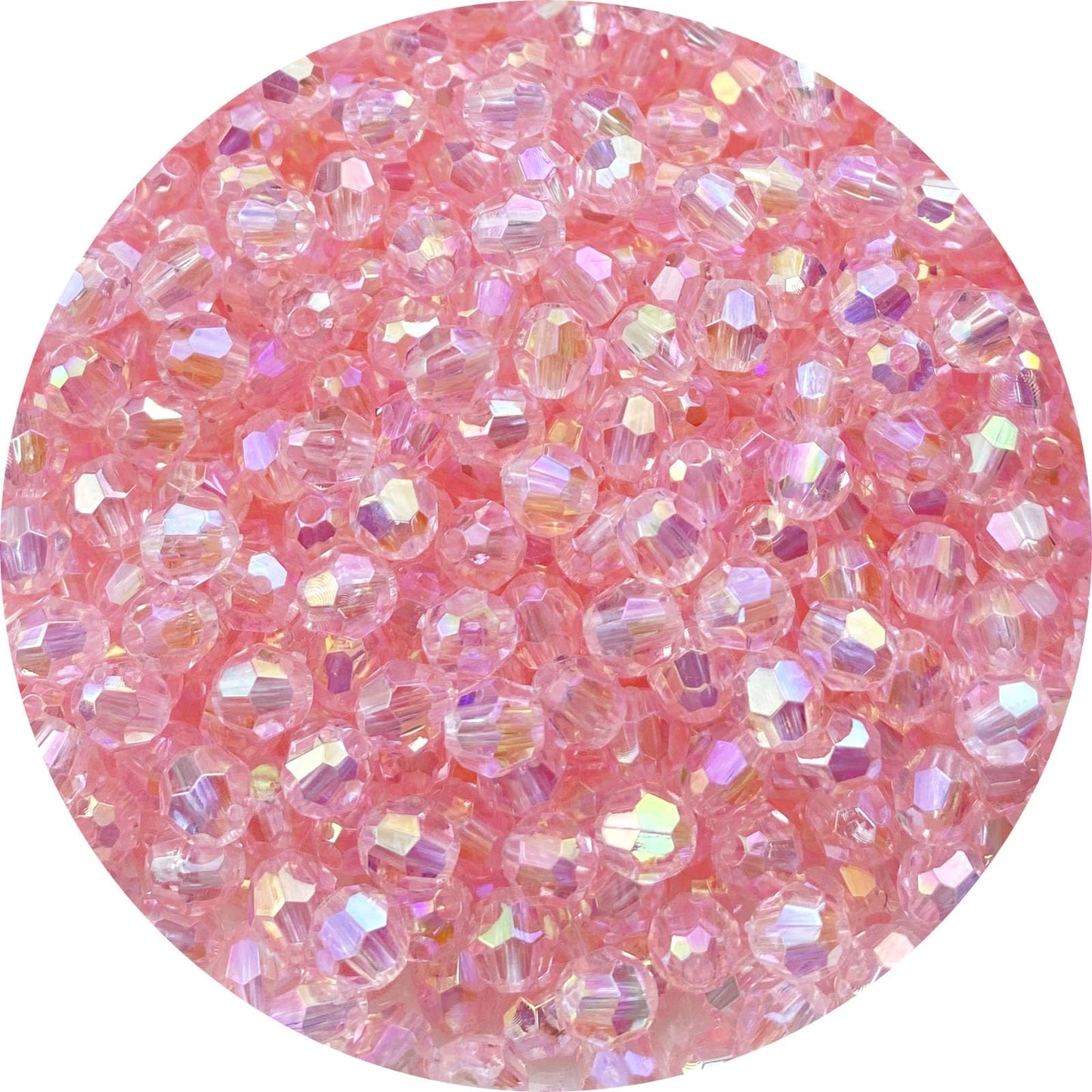Tingoons 200 PCS 10mm Acrylic Faceted Spacer Beads AB Color Glossy Round Loose Beads for Jewelry Making Bracelet Necklace Earring Ornament Wind Chimes Key Chains(Light Pink AB)