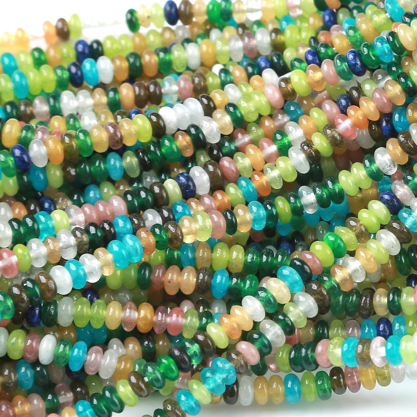 2x4MM 150PCS Colorful Cryatsl Jade Stone Tube Rondelle Abacus Disk Spacer Loose Beads for Jewelry Making