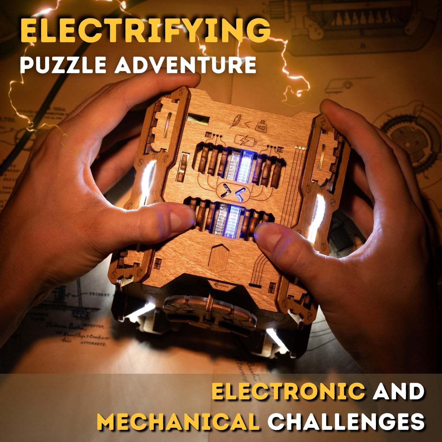 Puzzle Potato Tesla Box - Electronic Puzzle Box - Escape Room Game in a Box - Brain Teaser - 3D Wooden Puzzle for Adults - Money Puzzle Box for Cash Gift - Birthday GiftBox MoneyBox
