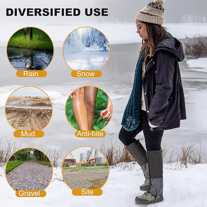 Waterproof Trail Gators for Hiking Boots Adjustable Ankle Leg Gaiters for Men Women Shoe Gaiters Snow Boot Covers Snowshoeing